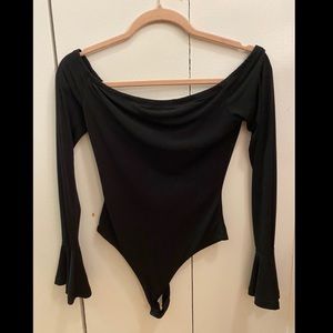 Black off the shoulder body suit